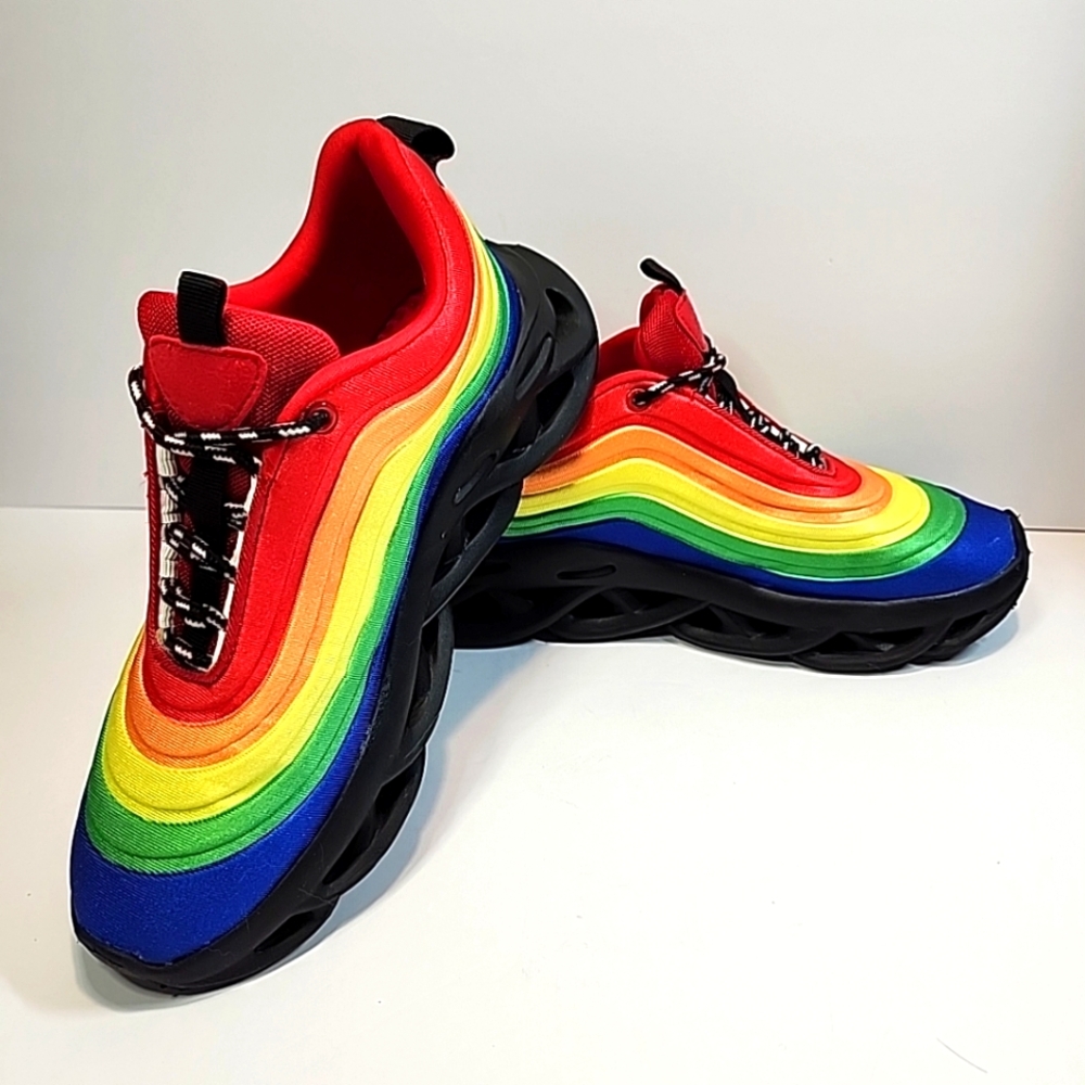 Rainbow Running Walking Shoes Womens Size 8 Platform Comfort La Sheelah